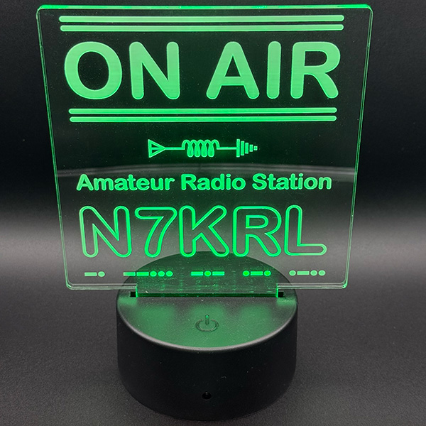 IMG_4702 color changing LED lighted sign with custom ham radio call sign